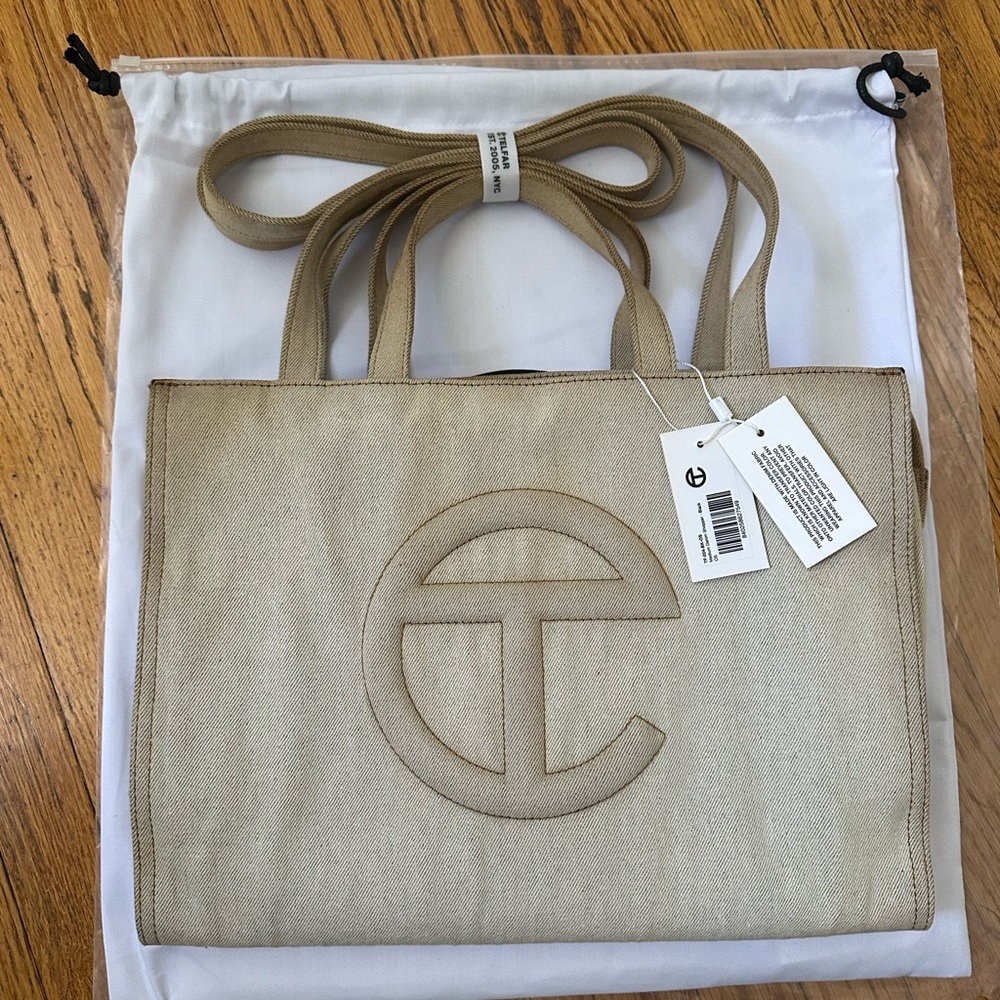 Telfar Black Denim Medium Shopper NWT (BLEACHED)